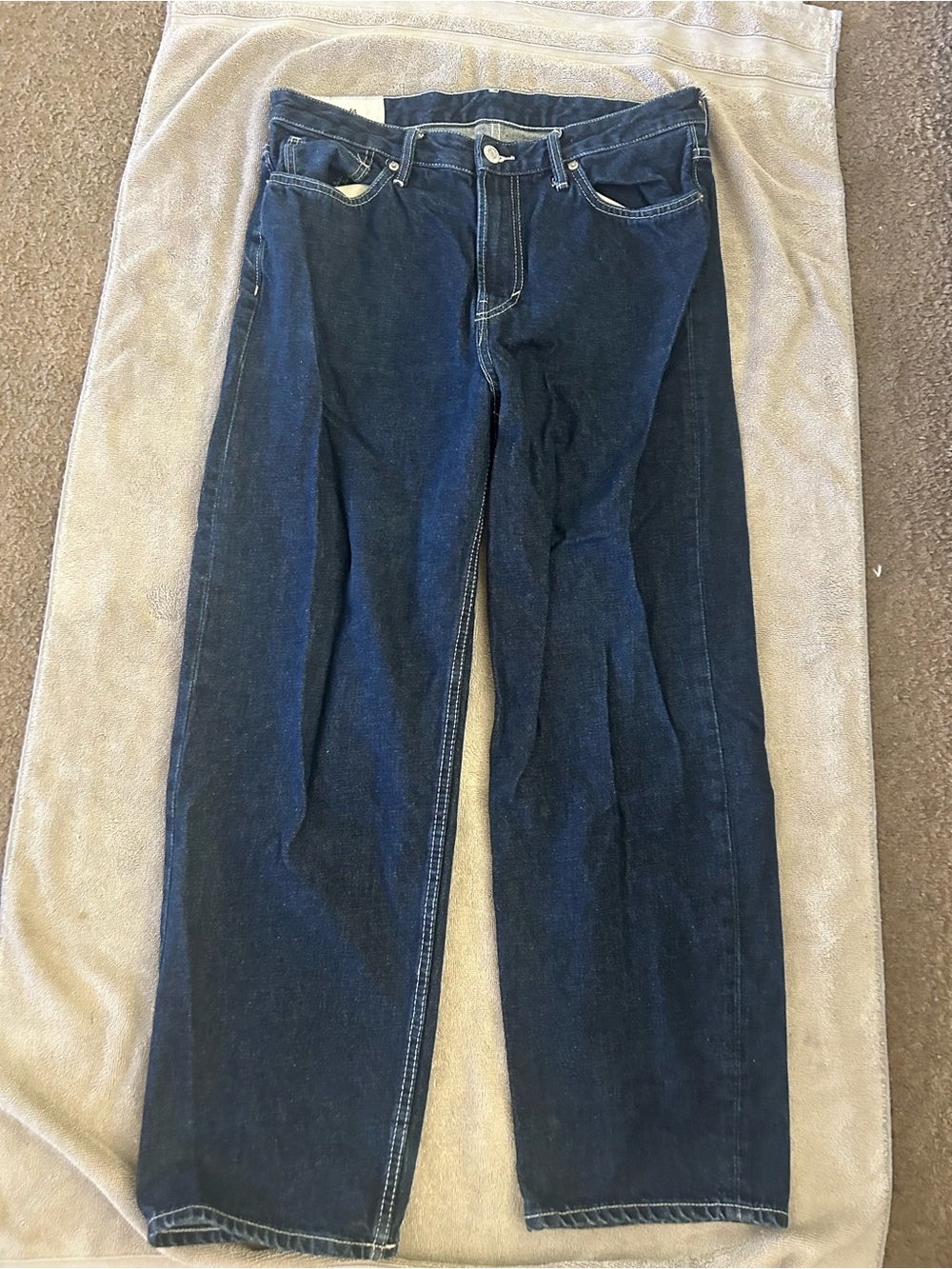 H&M Men's Dark Blue Straight-Leg Denim Jeans